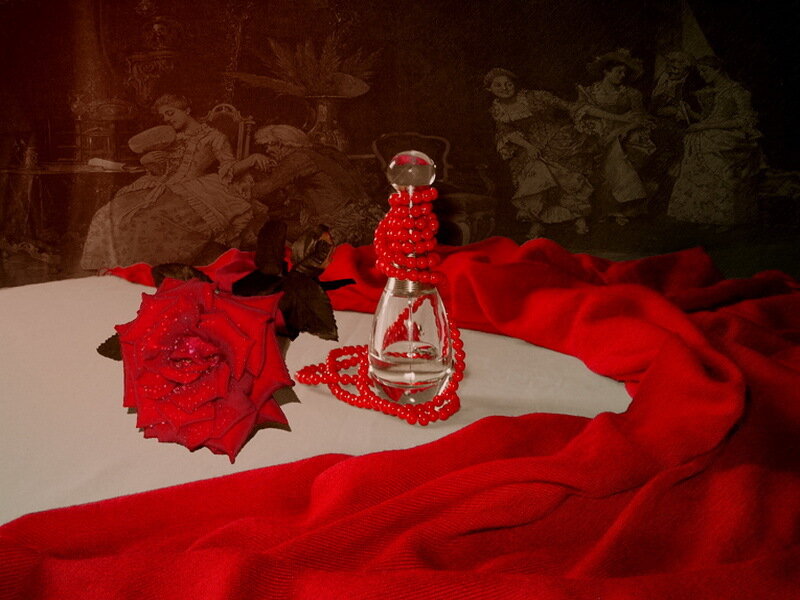 Red Rose and Perfume Bottle