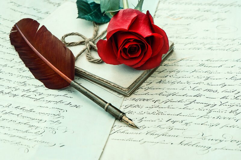 Red Rose and Quill Pen — Romantic