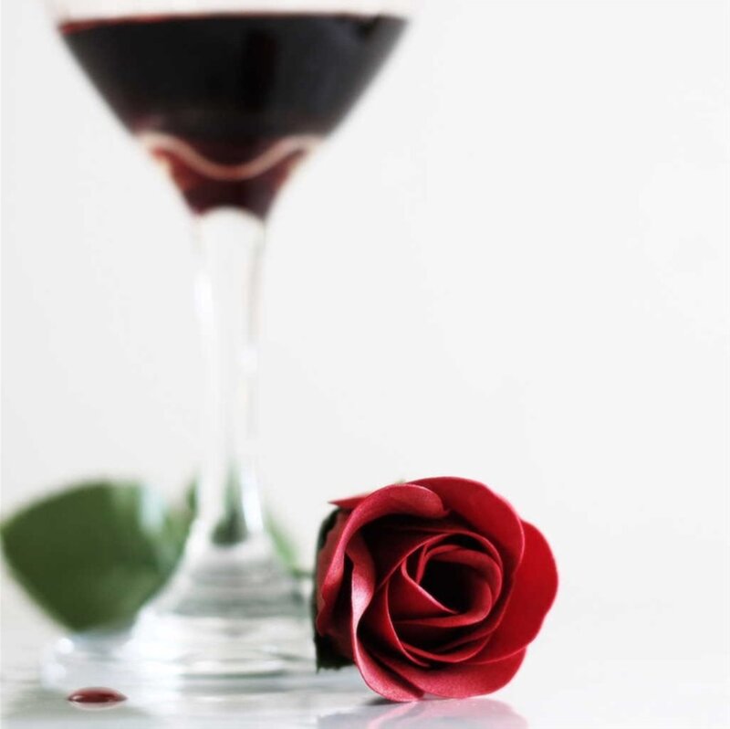 Red Rose and Wine Glass — Romantic