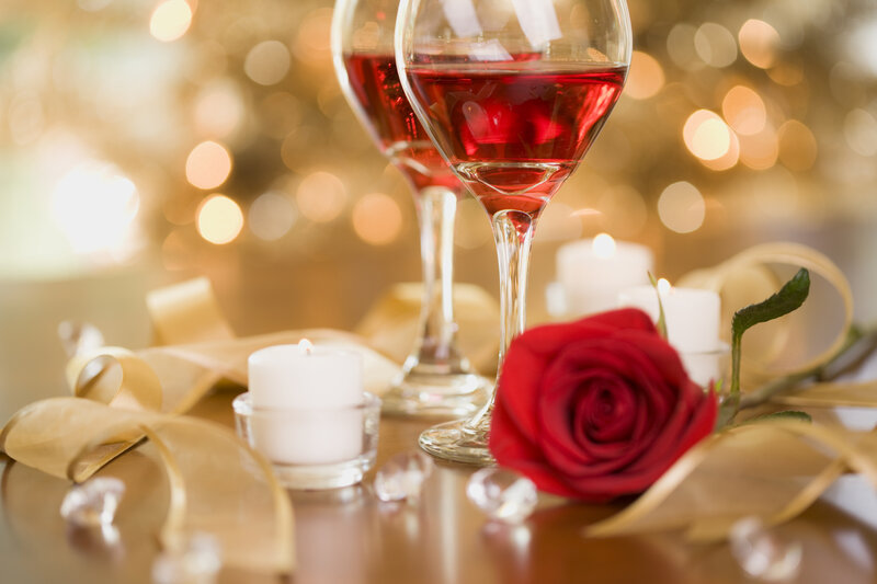 Red Rose and Wine Glasses — Romantic