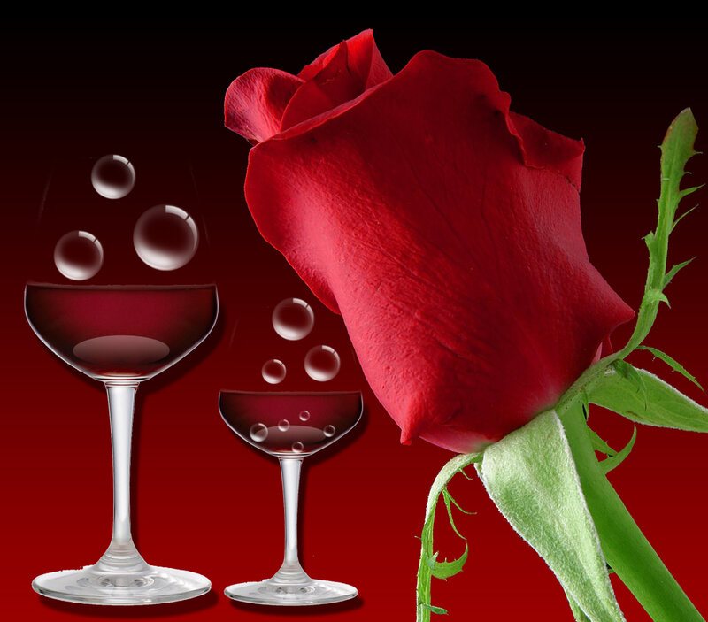 Red Rose and Wine Glasses