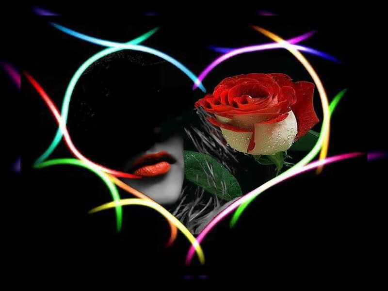 Red Rose and Woman's Face