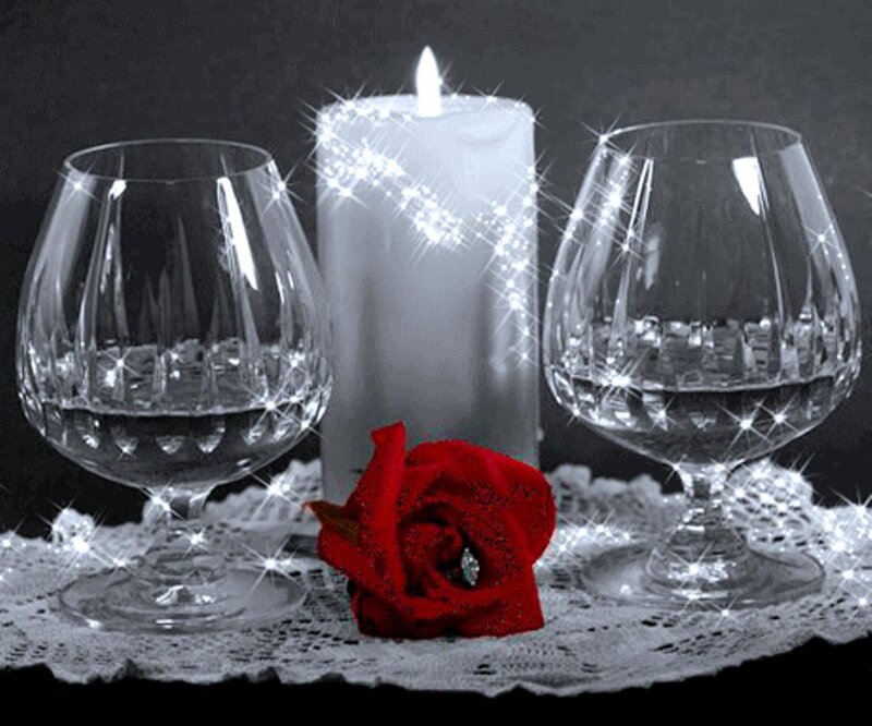 Red Rose Between Glasses