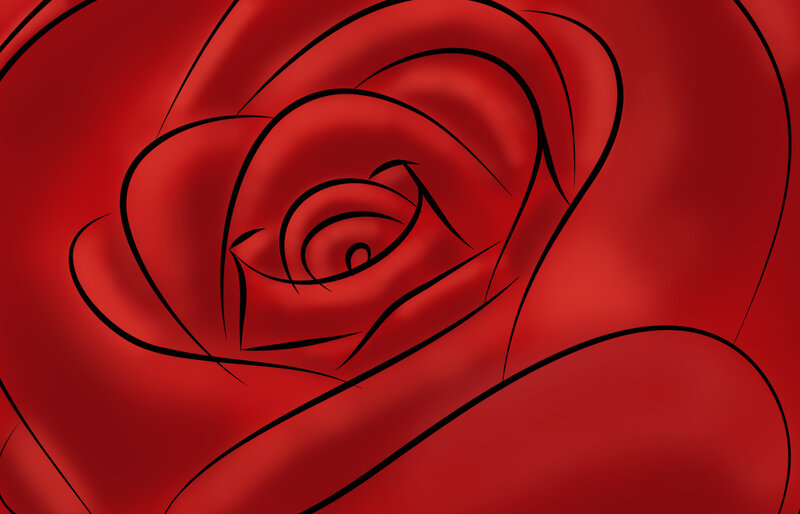 Red Rose Bloom — Calm, Digital Art