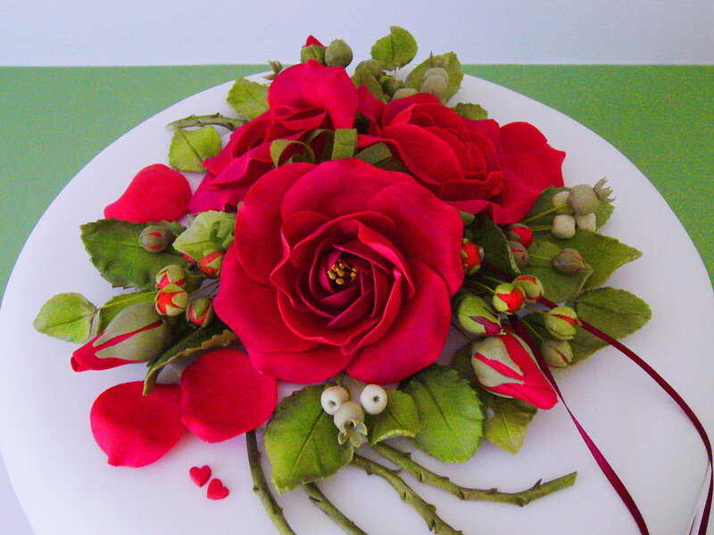Red Rose Bouquet — Calm, Photograph, Leaves