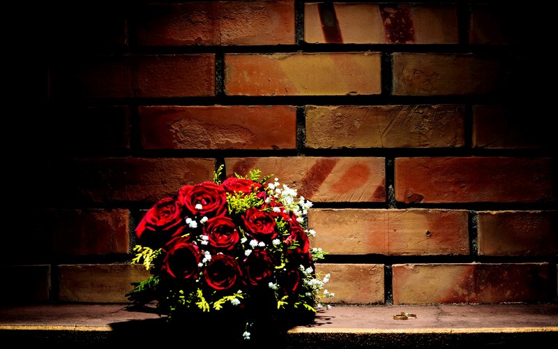 Red Rose Bouquet — Dramatic, Photograph, Bricks