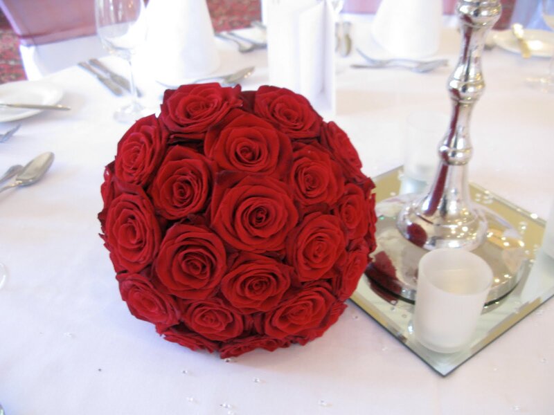 Red Rose Bouquet — Elegant, Photograph, Table Setting