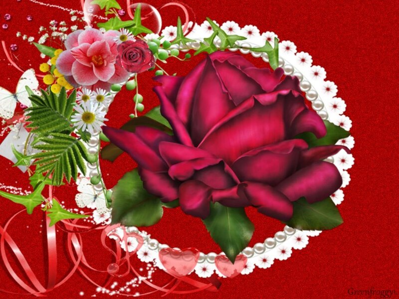 Red Rose Bouquet — Romantic, Digital Art