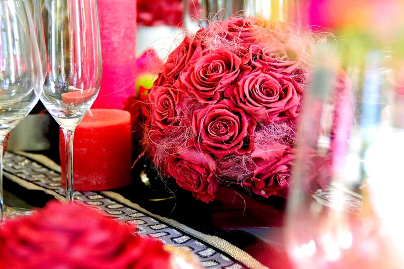 Red Rose Bouquet — Romantic, Photograph, Candles