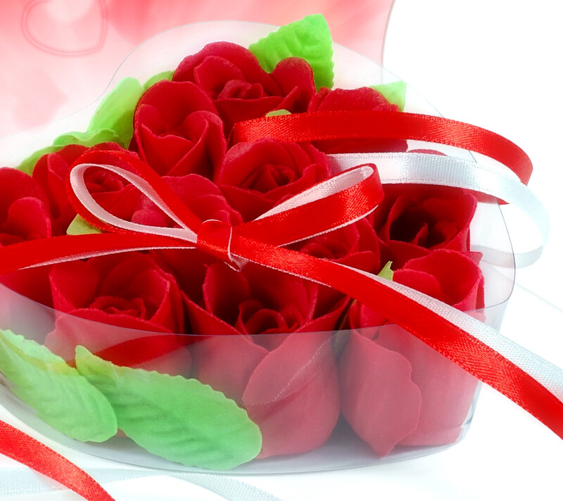 Red Rose Bouquet — Romantic, Photograph, Ribbon