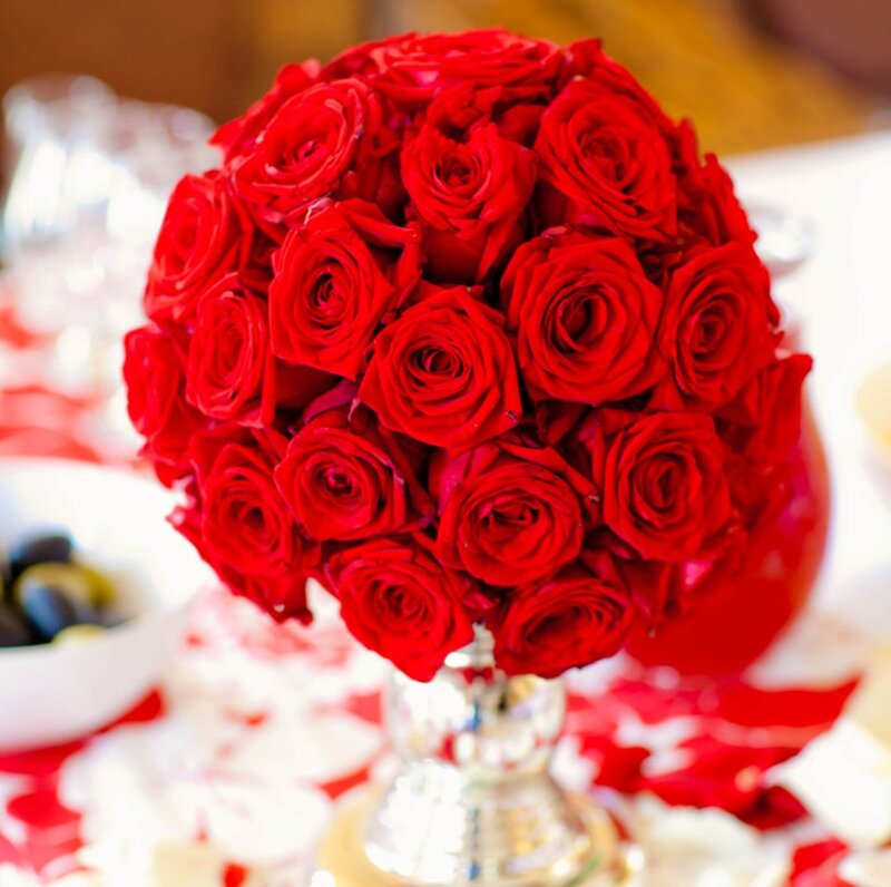 Red Rose Bouquet — Romantic, Photograph, Table, Vase