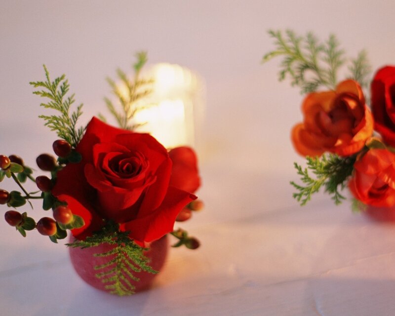 Red Rose Bouquet — Warm, Night