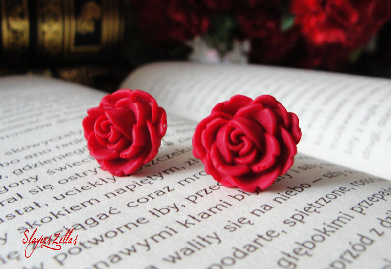 Red Rose Earrings — Romantic