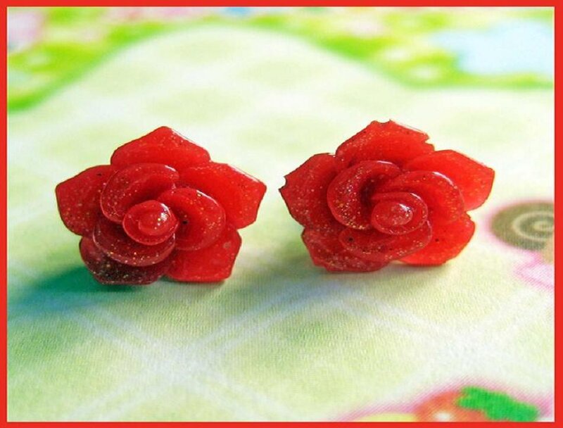 Red Rose Earrings