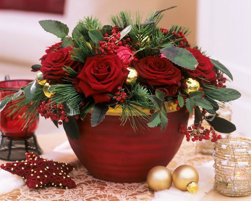 Red Rose Floral Arrangement — Festive