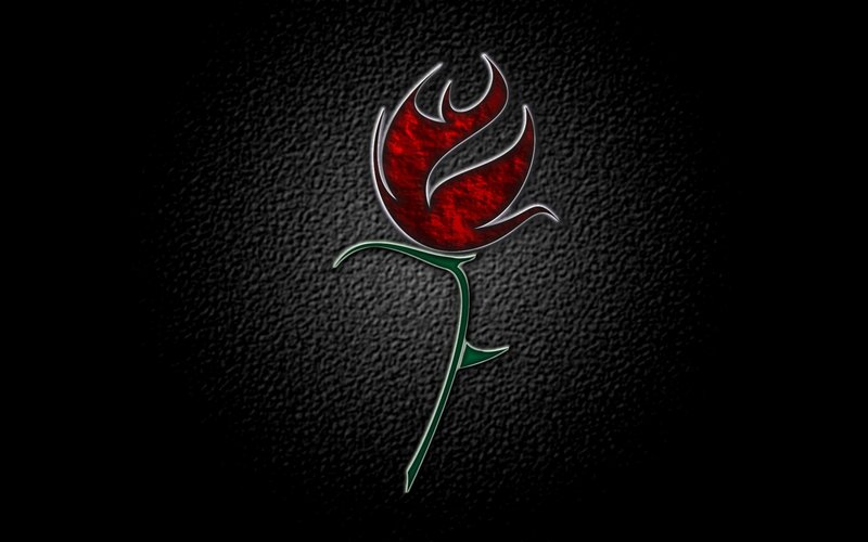 Red Rose Flower — Dramatic, Digital Art, Stem