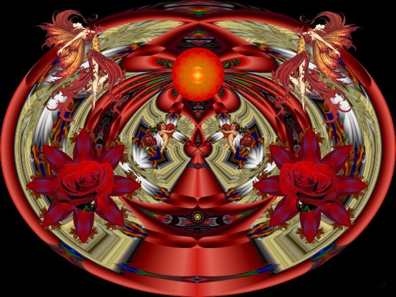 Red Rose Fractal Art — Dramatic