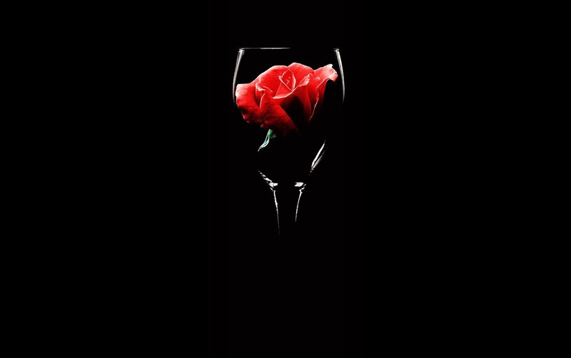 Red Rose in Glass — Black