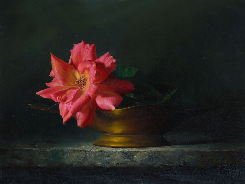 Red Rose in Golden Bowl