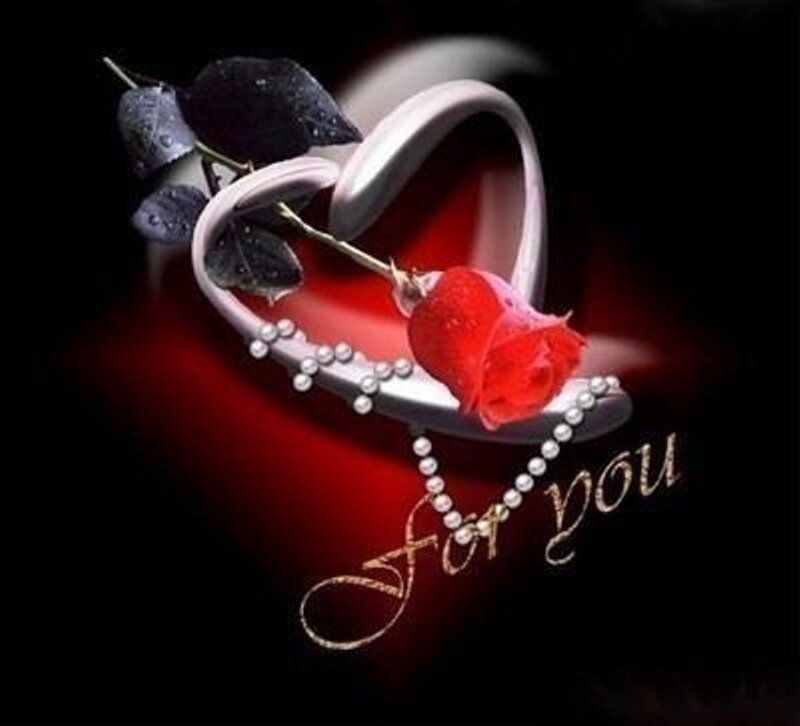 Red Rose in Heart — Black