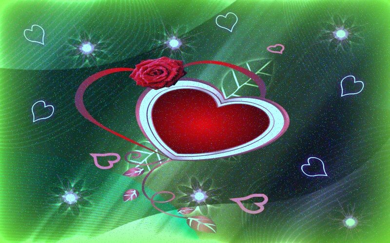 Red Rose in Heart — Green