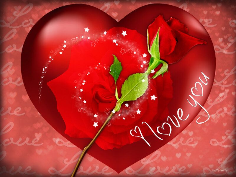 Red Rose in Heart — Romantic, Digital Art