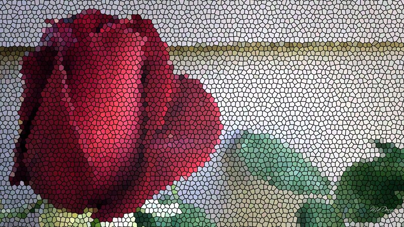 Red Rose in Mosaic