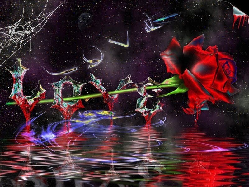 Red Rose in Space — Dramatic, Night