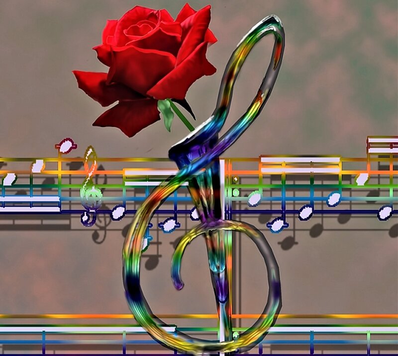 Red Rose in Treble Clef