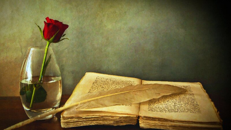 Red Rose in Vase — Green