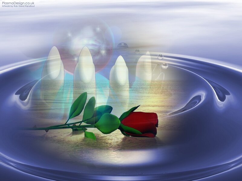 Red Rose in Water — Blue