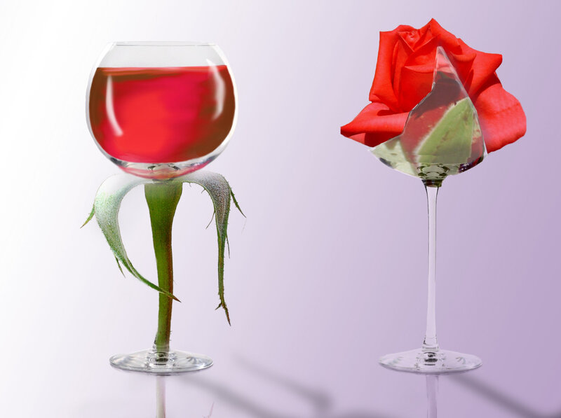 Red Rose in Wine Glass — Surreal