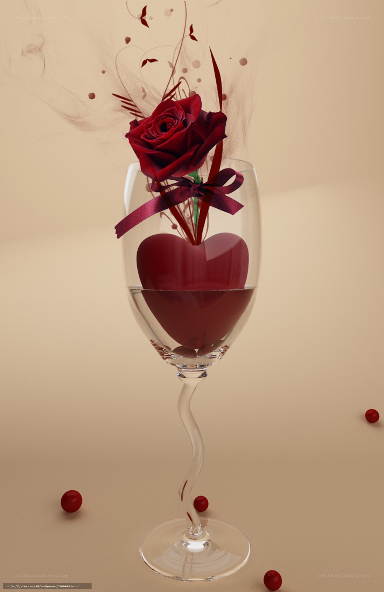 Red rose in wine glass