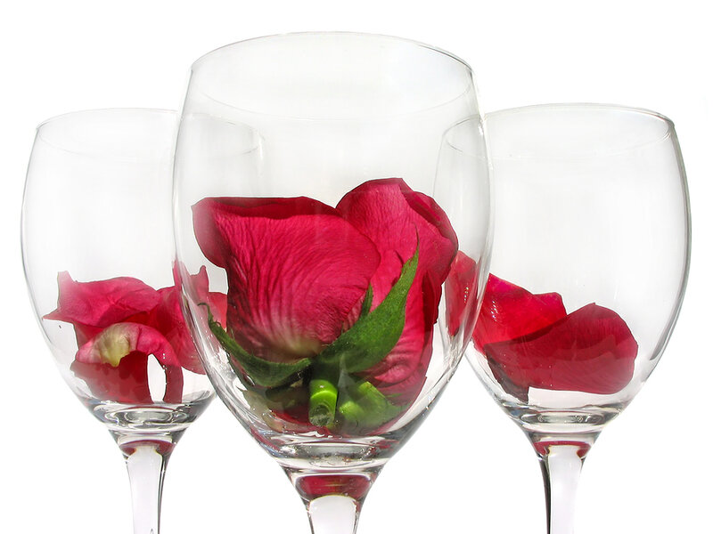 Red Rose in Wine Glasses