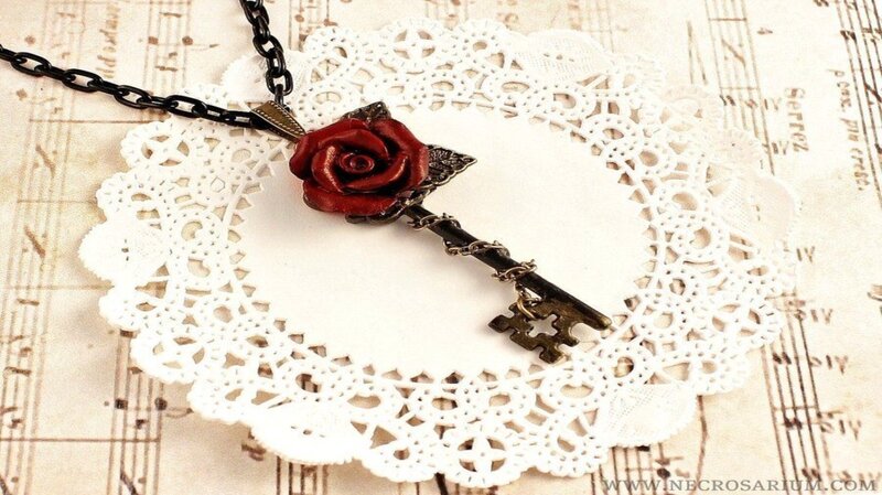 Red Rose Key Necklace
