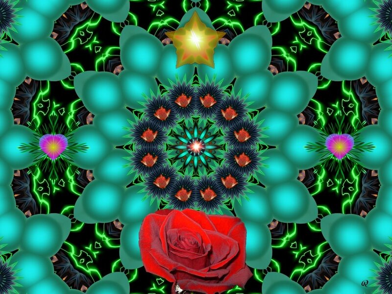 Red Rose Mandala — Teal