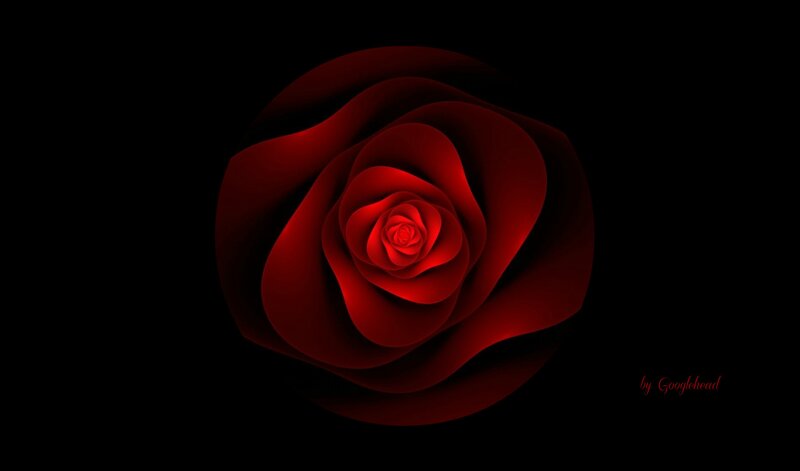 Red Rose on Black — Dramatic, Digital Art, Black Background