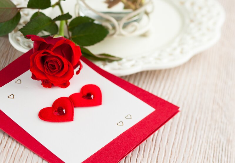 Red Rose on Card — Romantic