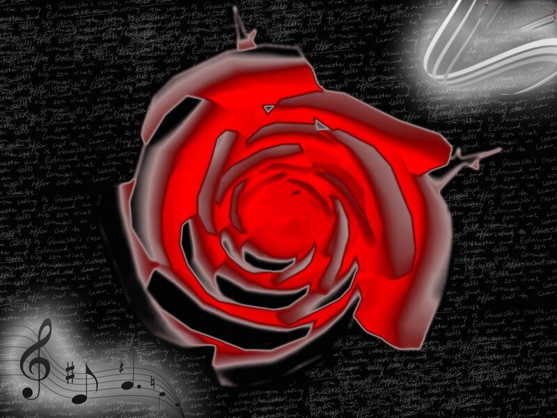 Red rose on handwritten text
