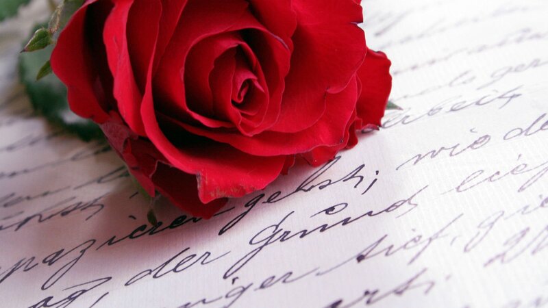 Red Rose on Letter — Romantic, Photograph, Penmanship