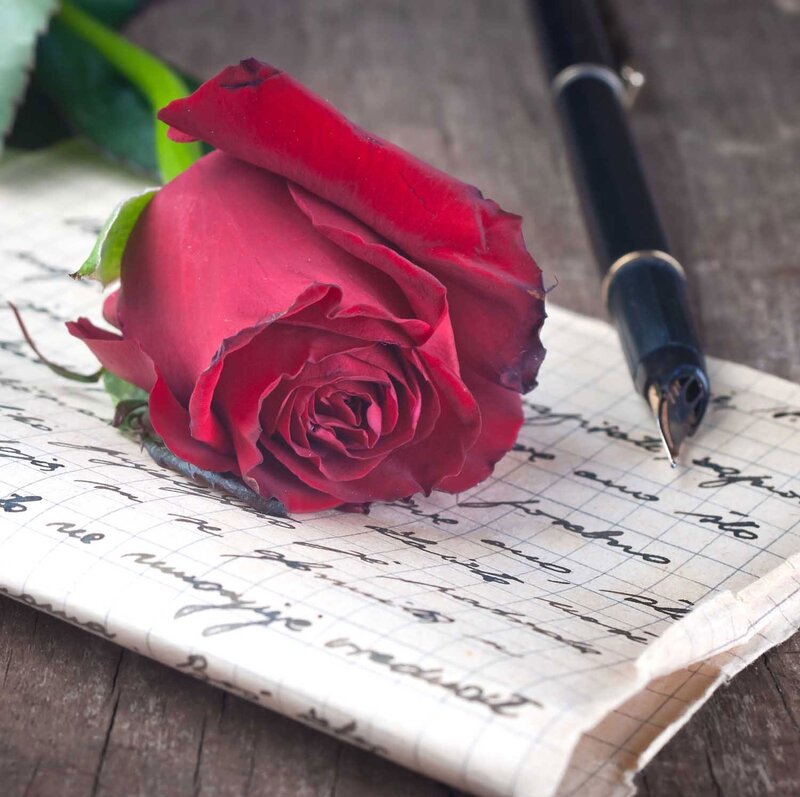 Red Rose on Letter — Romantic, Photograph