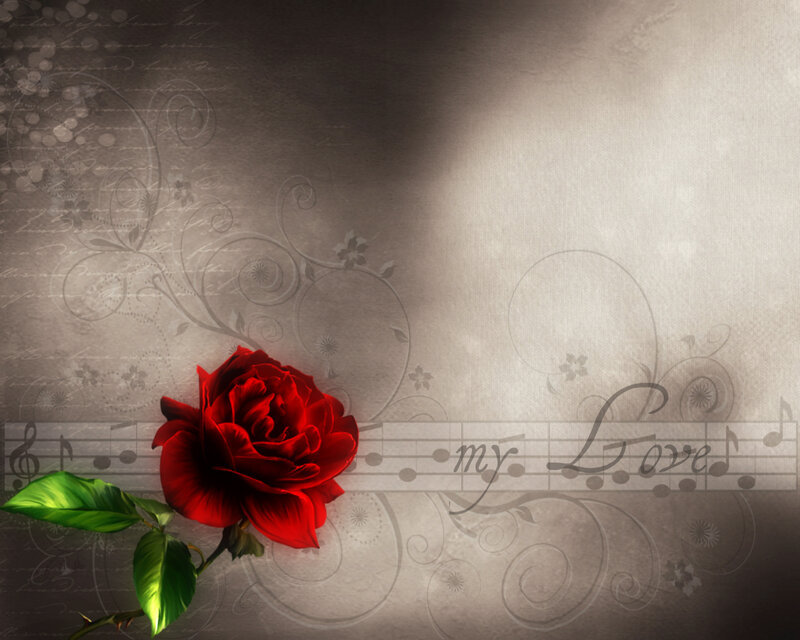 Red Rose on Music Staff
