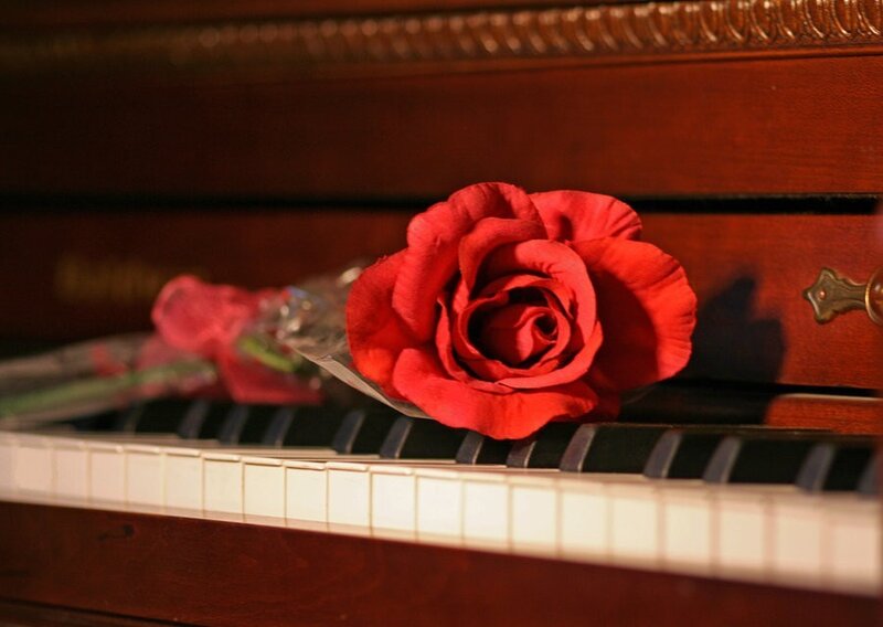Red Rose on Piano — Romantic