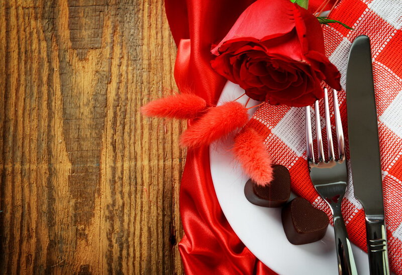 Red Rose on Plate — Romantic, Photograph, Chocolates