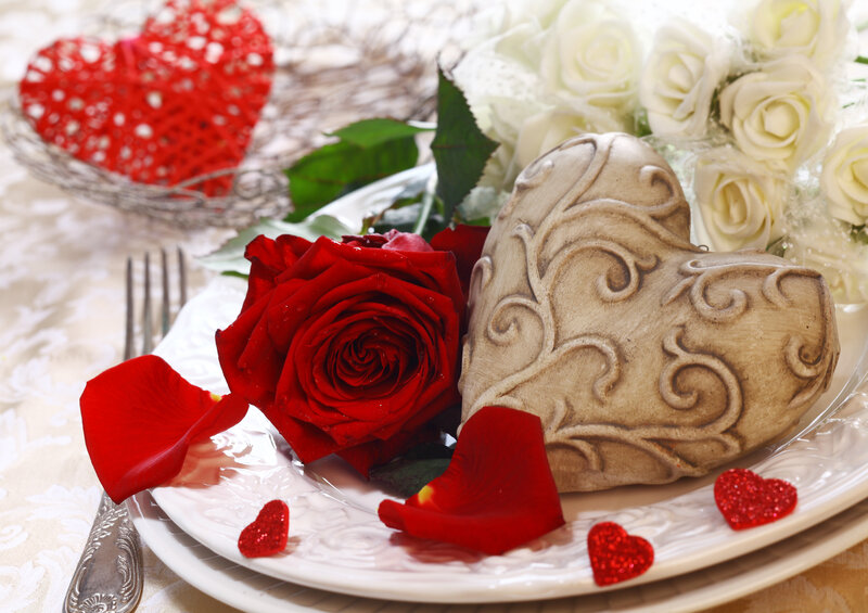 Red Rose on Plate — Romantic, Photograph