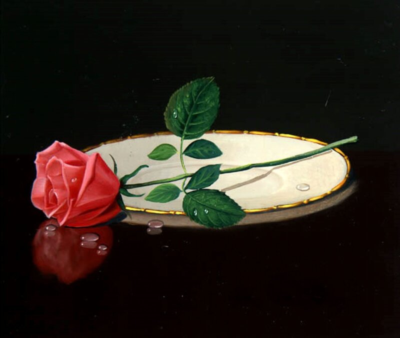 Red Rose on Plate