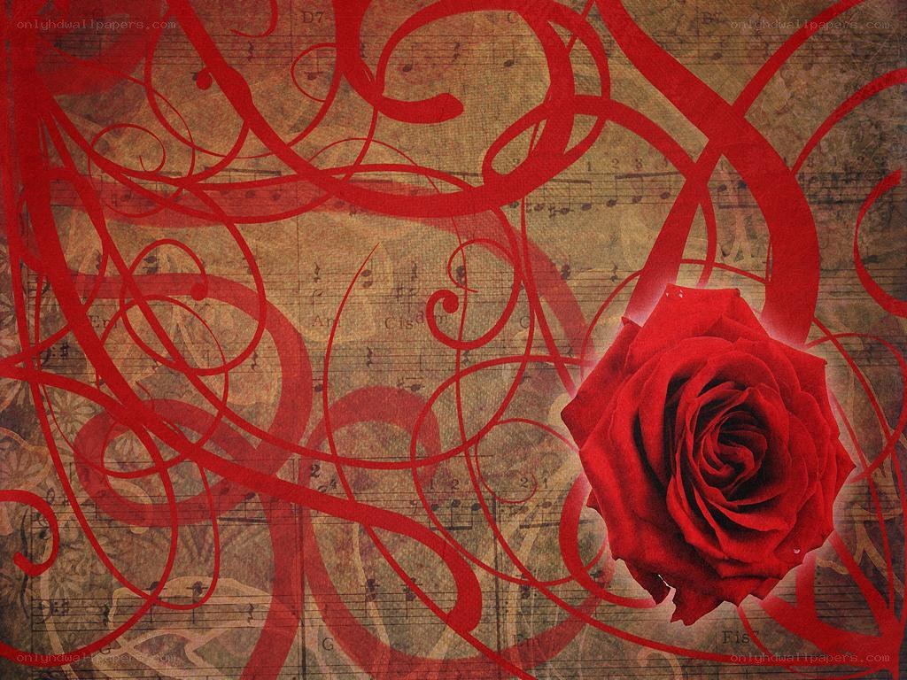 Red rose on sheet music