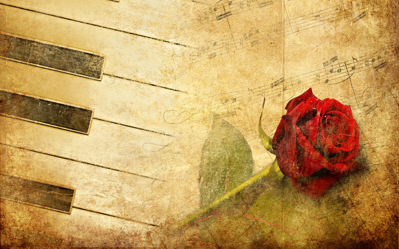 Red Rose on Sheet Music — Romantic, Illustration