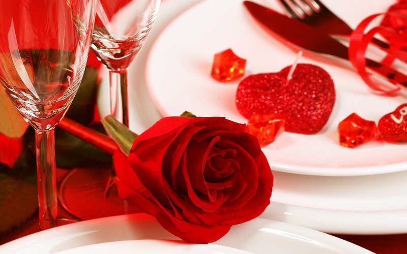 Red Rose on Table — Romantic, Photograph