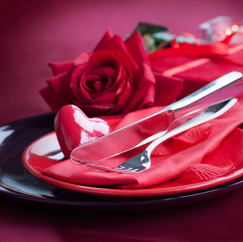 Red Rose on Table Setting